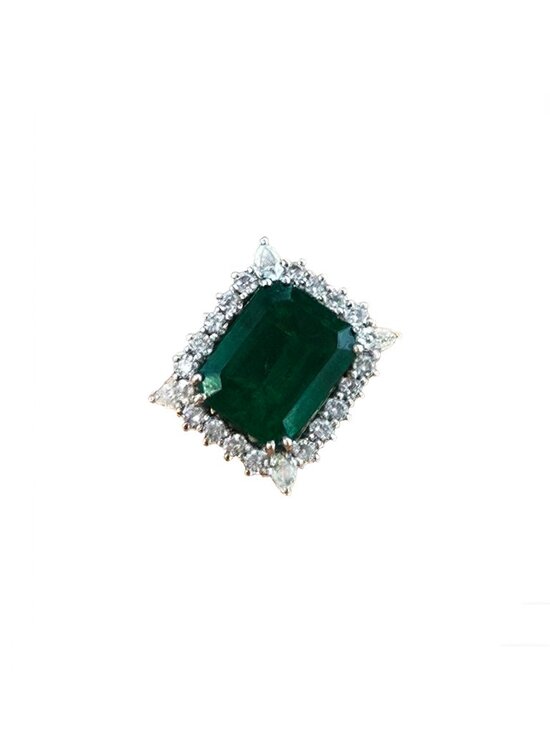 AdornA Jewelry - Majestic Emerald Cut 18K White Gold Green Gemstone Ring